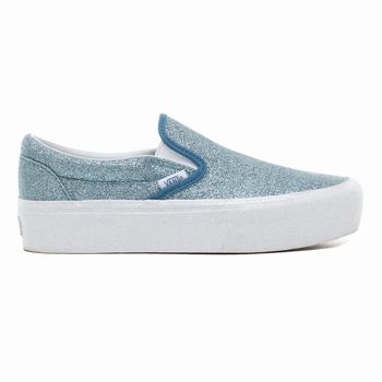 Vans Glitter Classic Slip-On - Naisten Platform kengät - Sininen